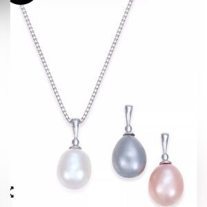 NWT Cultured Freshwater Pearl 3-Piece Interchangeable Pendant - Sterling Silver